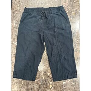 Croft & Barrow Womens Black 100% Cotton Drawstring Waist Capri Pants Size Medium